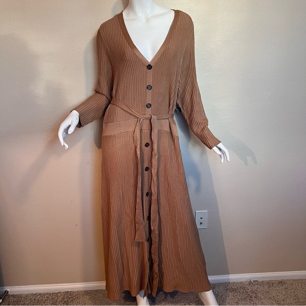 Lane Bryant Tan Long Sleeve Maxi Knit Dress NWT